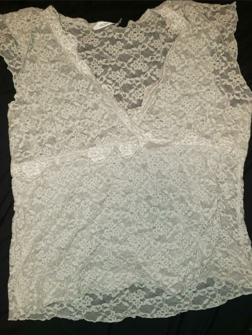 Ricki's Cream Lace Flutter Sleeve V-Neck Blouse